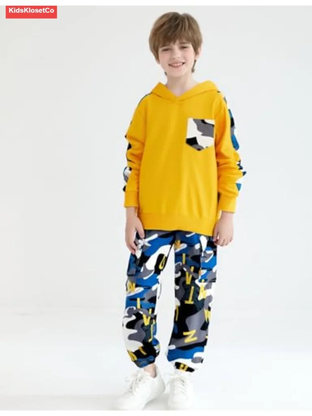 Boys Long Sleeve Hoodie & Cargo Pants 2-Piece Outfit Set